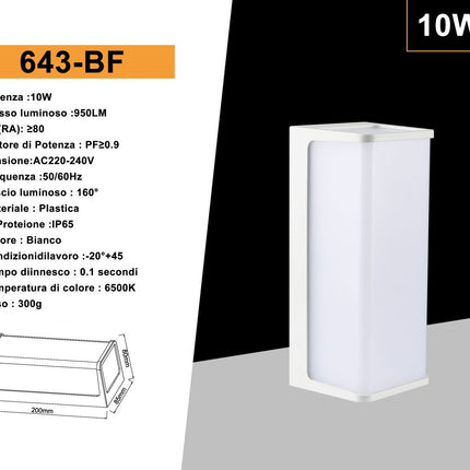 APPLIQUE ESTERNO/BIANCO/10W/6500K - enzoled