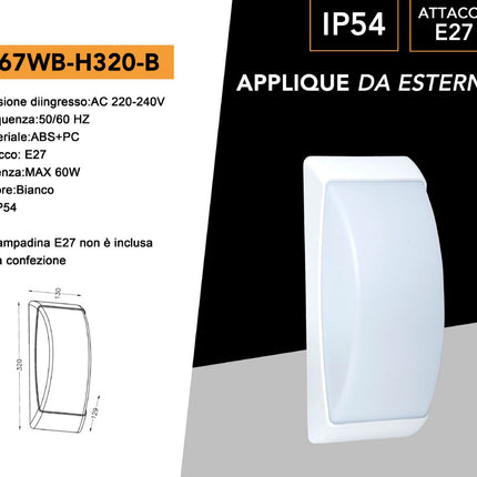 APPLIQUE ESTERNO/1XE27/BIANCO - enzoled