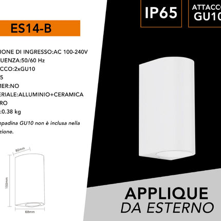 APPLIQUE DA MURO/ESTERNO/2XGU10 - enzoled