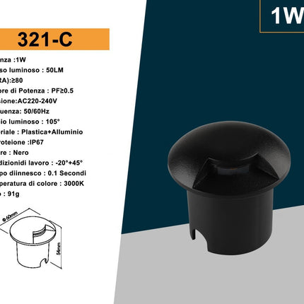 Faretto calpestabile a led 1 watt 1 fascio di luce lampada segnapassi carrabile per esterno vialetti giardino tenuta stagna IP67 luce fredda calda naturale enzoled