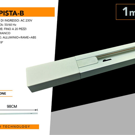 Binario elettrico monofase per faretto led staffa portalampada supporto fari asta da faro 1 metro enzoled