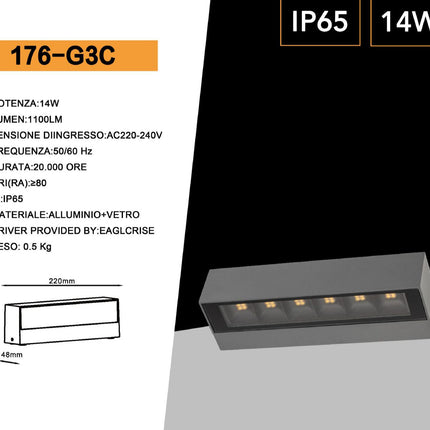 Applique led da esterno a doppia emissione up & down 14 watt tecnologia cct 3 tonalità di luce IP65 enzoled