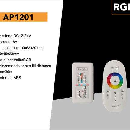 Centralina controller per strip led rgb 2.4 GHz RF wireless touch screen con telecomando rgb DC12/24V enzoled