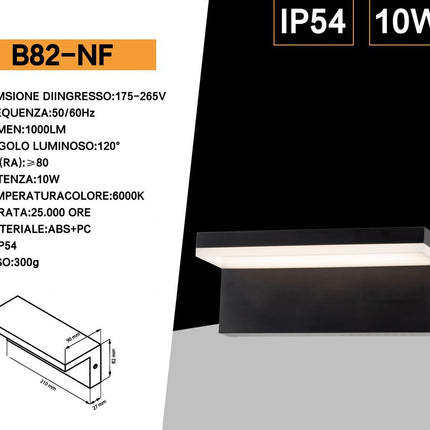 Applique da muro per esterno a led 10 watt lampada da parete per facciata balcone terrazzo IP54 enzoled
