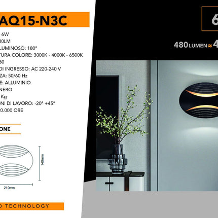 APPLIQUE DA MURO/6W/3000K-6500 - enzoled