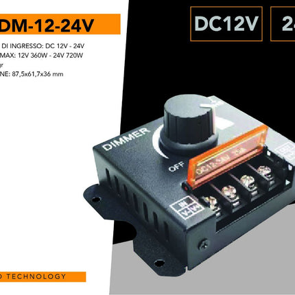 Dimmer per luci led monocolore interruttore controller con manopola 12-24V regolatore di luminosità 30 ampere enzoled