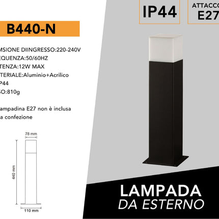 Lampione da giardino per esterno in alluminio attacco E27 lampada da terra lampioncino per vialetti IP44 enzoled
