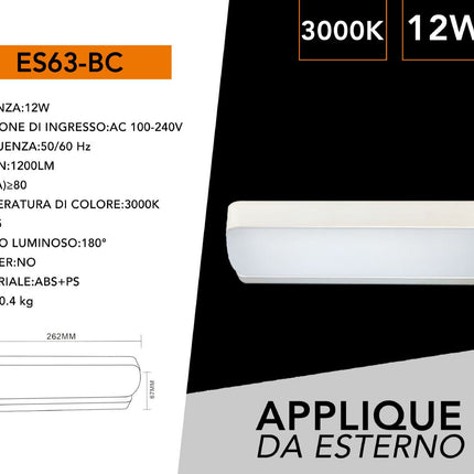 APPLIQUE ESTERNO/12W/3000K - enzoled