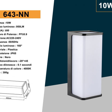 APPLIQUE ESTERNO/NERO/10W/4000K - enzoled