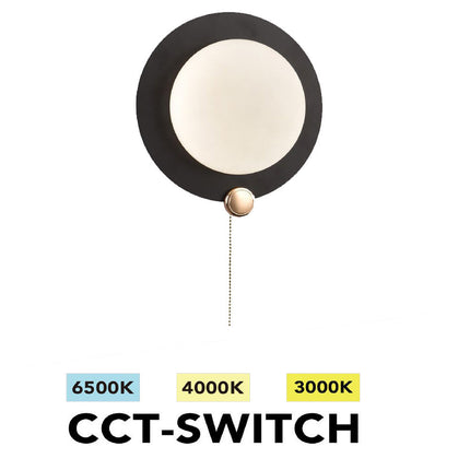 Applique moderno tondo 10W nero e oro con tecnologia CCT enzoled