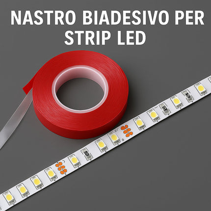 Nastro biadesivo trasparente in acrilico per strisce led 5 m x 1 cm enzoled