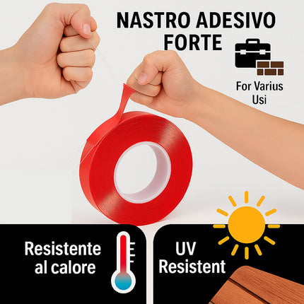 Nastro biadesivo trasparente in acrilico per strisce led 5 m x 1 cm enzoled