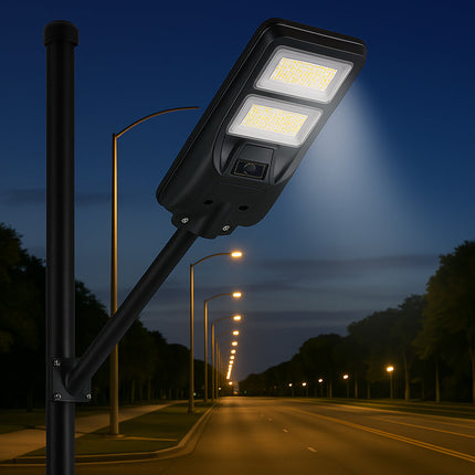 Lampione faro LED solare 100W con sensore di prossimità con palo IP65 enzoled