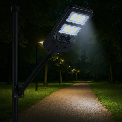 Lampione faro LED solare 100W con sensore di prossimità con palo IP65 enzoled