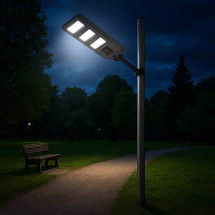 Lampione faro LED solare 160W con sensore di prossimità con palo IP65 enzoled