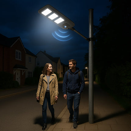 Lampione faro LED solare 160W con sensore di prossimità con palo IP65 enzoled