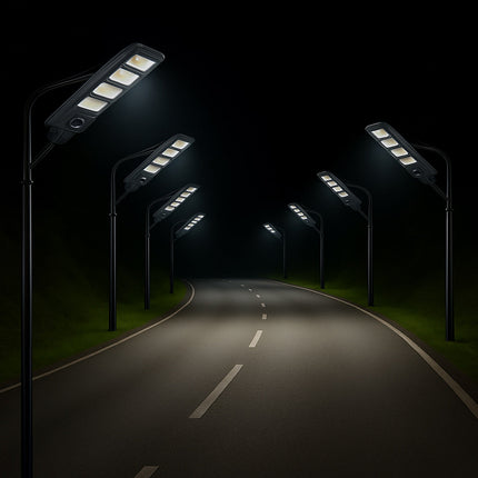 Lampione faro LED solare 220W con sensore di prossimità con palo IP65 enzoled