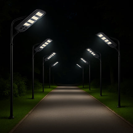 Lampione faro LED solare 220W con sensore di prossimità con palo IP65 enzoled