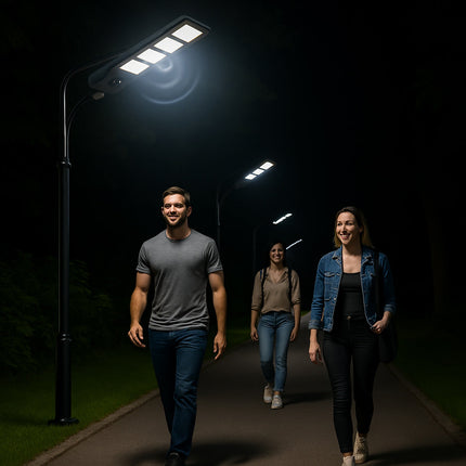 Lampione faro LED solare 220W con sensore di prossimità con palo IP65 enzoled