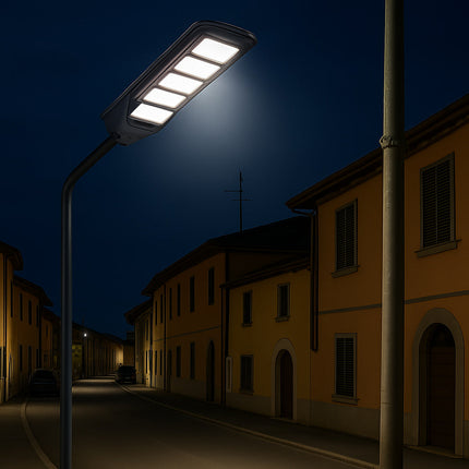 Lampione faro LED solare 300W con sensore di prossimità con palo IP65 enzoled