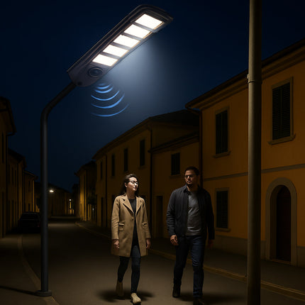 Lampione faro LED solare 300W con sensore di prossimità con palo IP65 enzoled