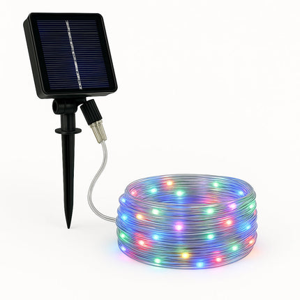 Filo 100 led 10M pannello solare picchetto vari colorazioni di luce enzoled
