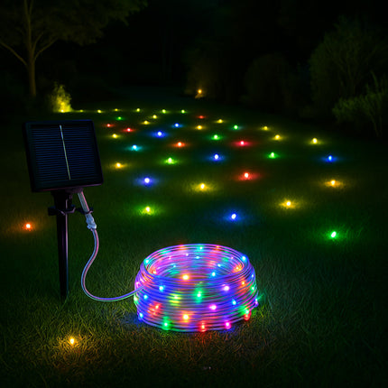 Filo 100 led 10M pannello solare picchetto vari colorazioni di luce enzoled