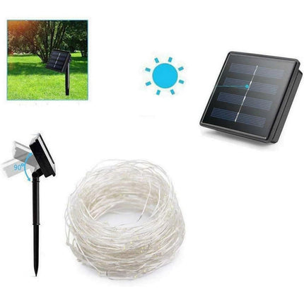 Filo 100 led 10M pannello solare picchetto vari colorazioni di luce enzoled