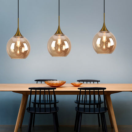 Lampadario a sospensione di design con sfera in vetro attacco E27