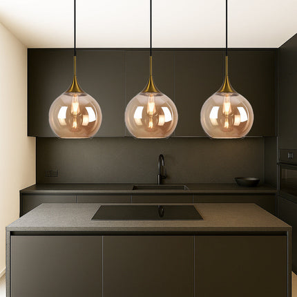 Lampadario a sospensione di design con sfera in vetro attacco E27