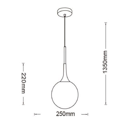 Lampadario a sospensione di design con sfera in vetro attacco E27