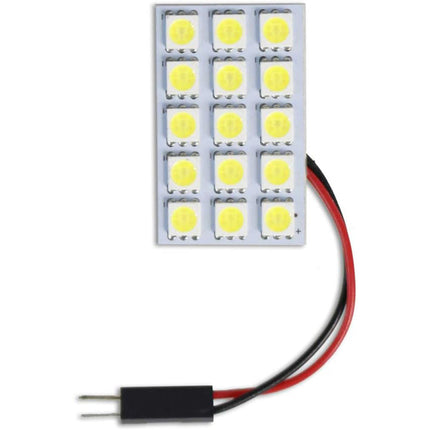 Luci pannello 15 led interno auto smd luce fredda 6000k per interni auto tettuccio 3 watt alimentazione 12 v adattatore t10 - enzoled