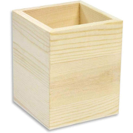 Portapenne quadrato in legno da scrivania portaoggetti organizer contenitore per cancelleria personalizzabile per decoupage - enzoled