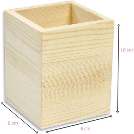 Portapenne quadrato in legno da scrivania portaoggetti organizer contenitore per cancelleria personalizzabile per decoupage - enzoled