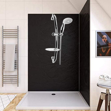 Saliscendi cromato con soffione multigetto diametro 10 cm per doccia staffa regolabile con porta sapone supporto orientabile scorrimento per regolare altezza 70 cm - enzoled