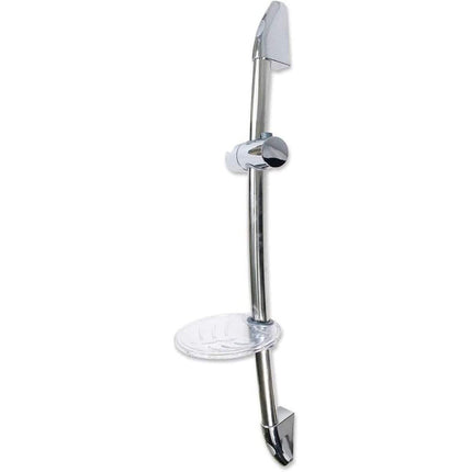 Saliscendi cromato con soffione multigetto diametro 10 cm per doccia staffa regolabile con porta sapone supporto orientabile scorrimento per regolare altezza 70 cm - enzoled