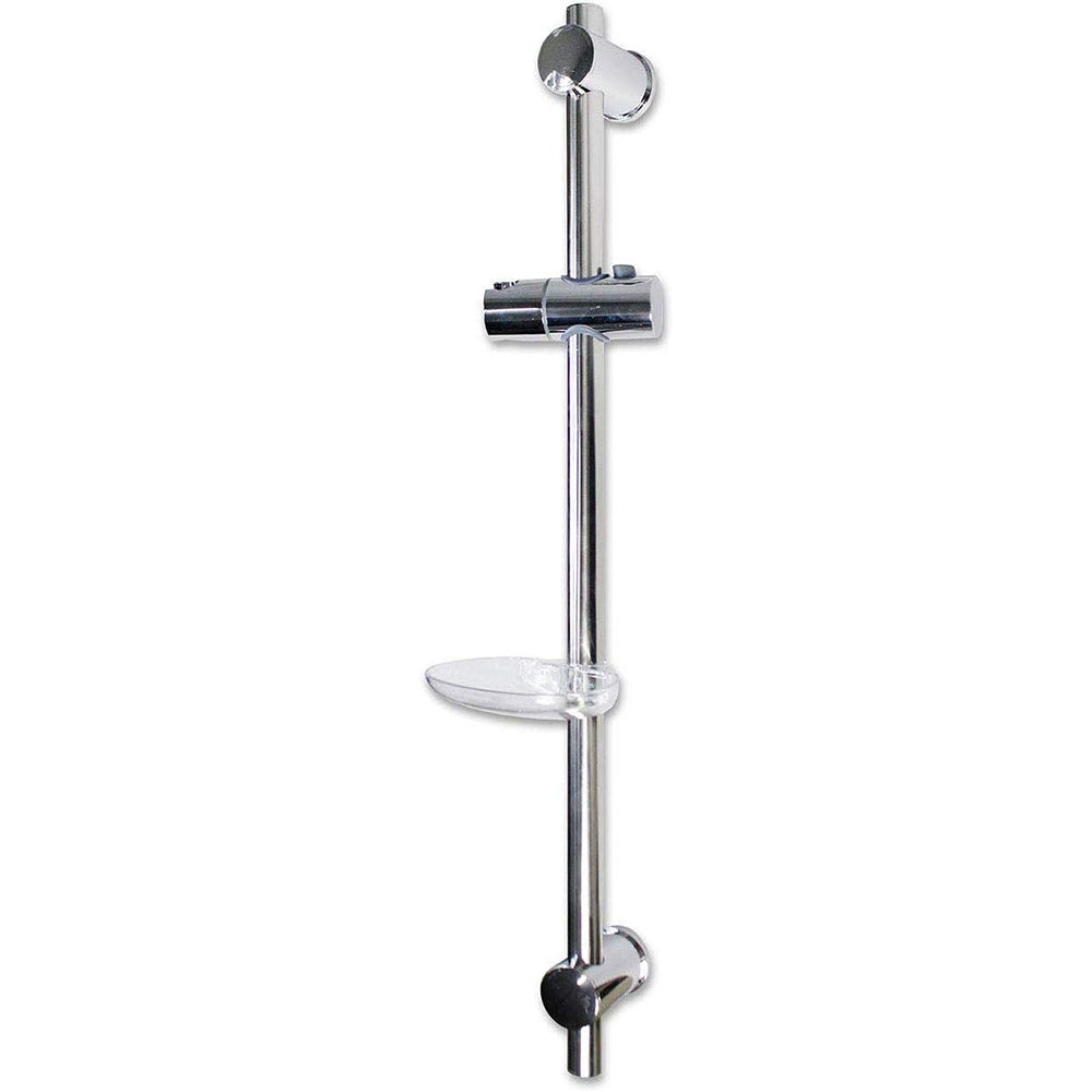Saliscendi cromato per soffione doccia regolabile con porta sapone supporto con tasto orientabile scorrimento per regolare altezza 70 cm - enzoled