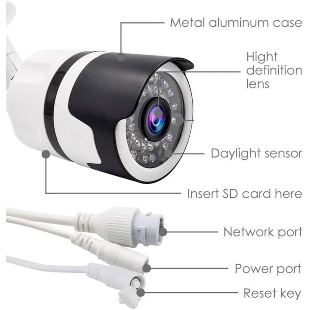 Telecamera per videosorveglianza wi fi 36 led infrarossi Ip camera con lente da 3.6 mm hd 1080P 3.0Mpx con App - enzoled