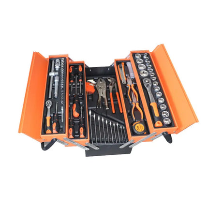 Cassetta 5 scomparti per attrezzi con 85 accessori valigetta in metallo utensili bussole giraviti fai da te - enzoled