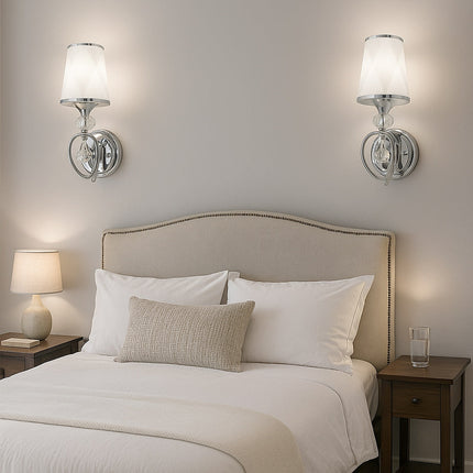 Applique da parete attacco E27 con pendoli in vetro oro o argento