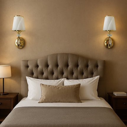 Applique da parete attacco E27 con pendoli in vetro oro o argento