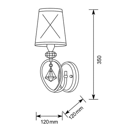 Applique da parete attacco E27 con pendoli in vetro oro o argento