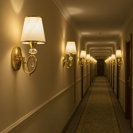 Applique da parete attacco E27 con pendoli in vetro oro o argento