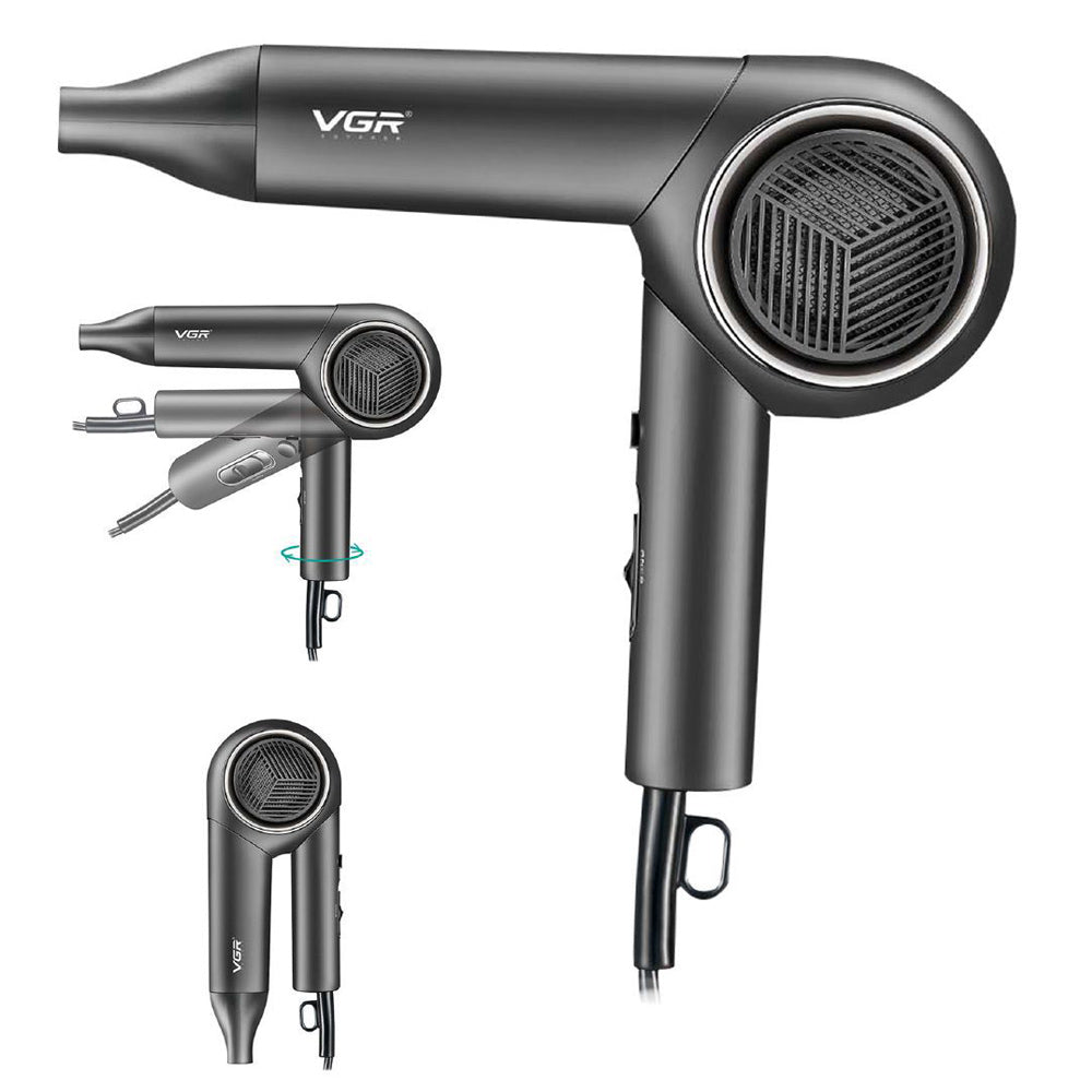Asciugacapelli professionale VGR portatile pieghevole 1600-2000 watt HAIR DRYER 3 temperature di calore 420 - enzoled