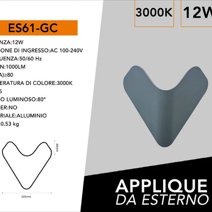 APPLIQUE ESTERNO/12W/3000K - enzoled