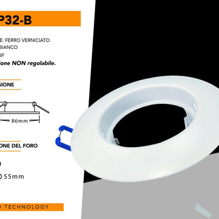 Porta faretto ad incasso fisso per cantrosoffitto supporto tondo per faretti lampada in alluminio enzoled