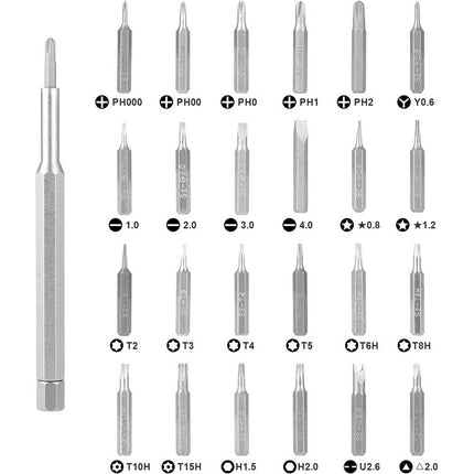 Set cacciaviti di precisioni calamitati a taglio e croce più accessori con custodia tascabile per riparazione cellulare computer tablet kit 24 pezzi fai da te - enzoled