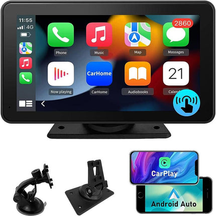Monitor 7 pollici CarPlay Bluetooth per smartphone cellulare Ios e Android touchscreen autoradio FM uscita aux slot tf card - enzoled