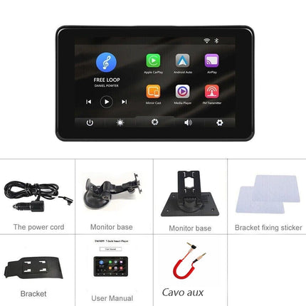 Monitor 7 pollici CarPlay Bluetooth per smartphone cellulare Ios e Android touchscreen autoradio FM uscita aux slot tf card - enzoled