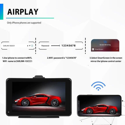 Monitor 7 pollici CarPlay Bluetooth per smartphone cellulare Ios e Android touchscreen autoradio FM uscita aux slot tf card - enzoled